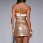Strapless Sequin Backless Bodycon Mini Dress