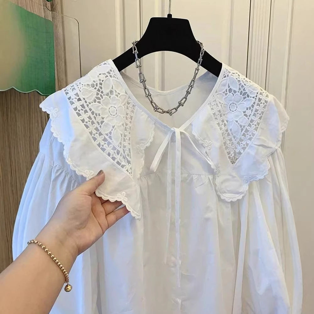 Women's Doll Collar Sweet Loose Long Sleeve Shirt Top