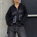 Women's Graphic Knit Zip-Up Cardigan