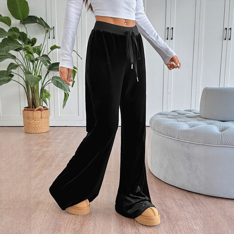 Women's Velvet Wide-Leg Pants