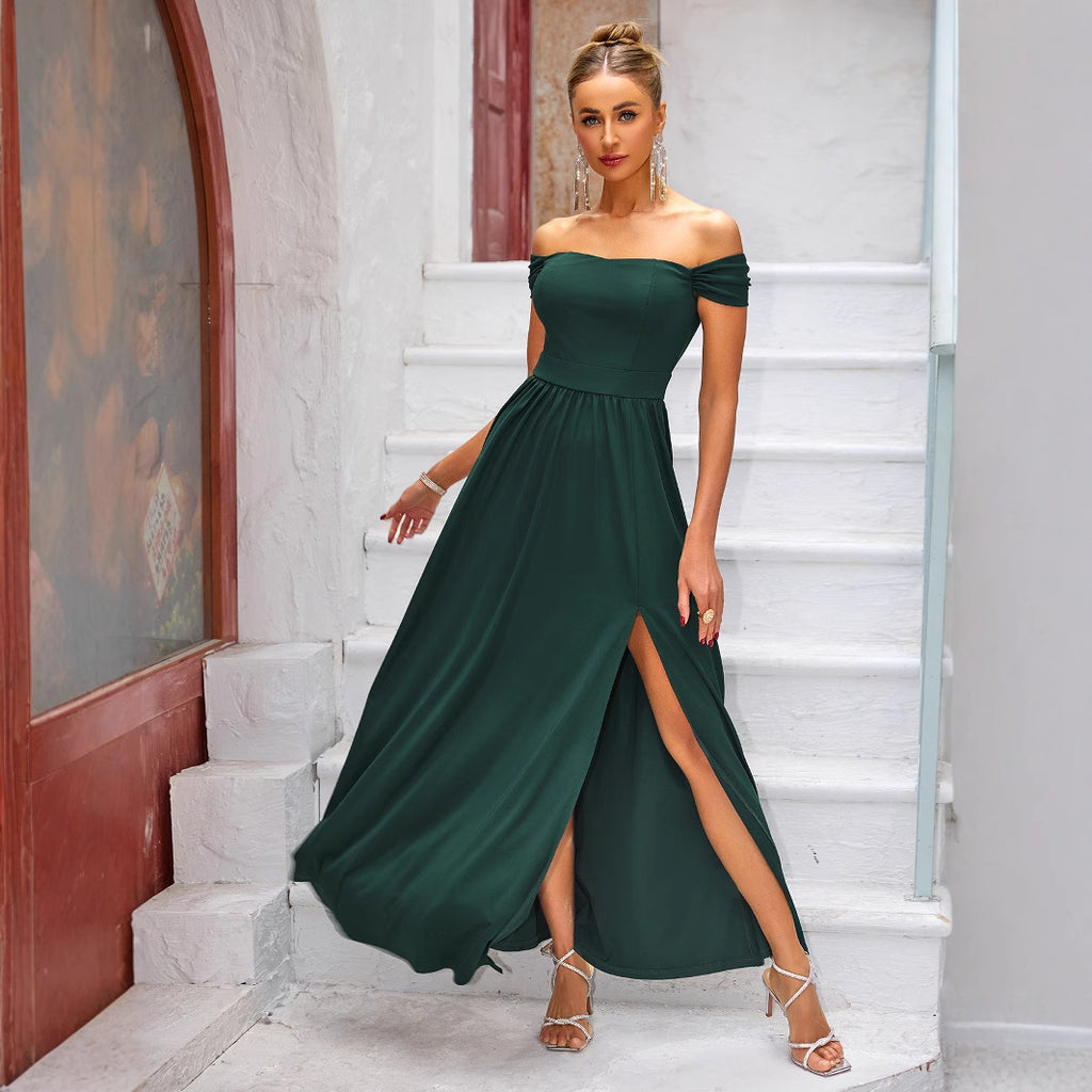 Women's Off-Shoulder Corset Split Maxi Prom Dress