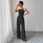 Halter Jumpsuit Waist Tight Drape Office Jumpsuit