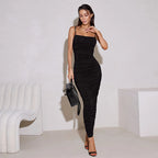 Women's Spaghetti-Strap Ruched Sleeveless Bodycon Dress