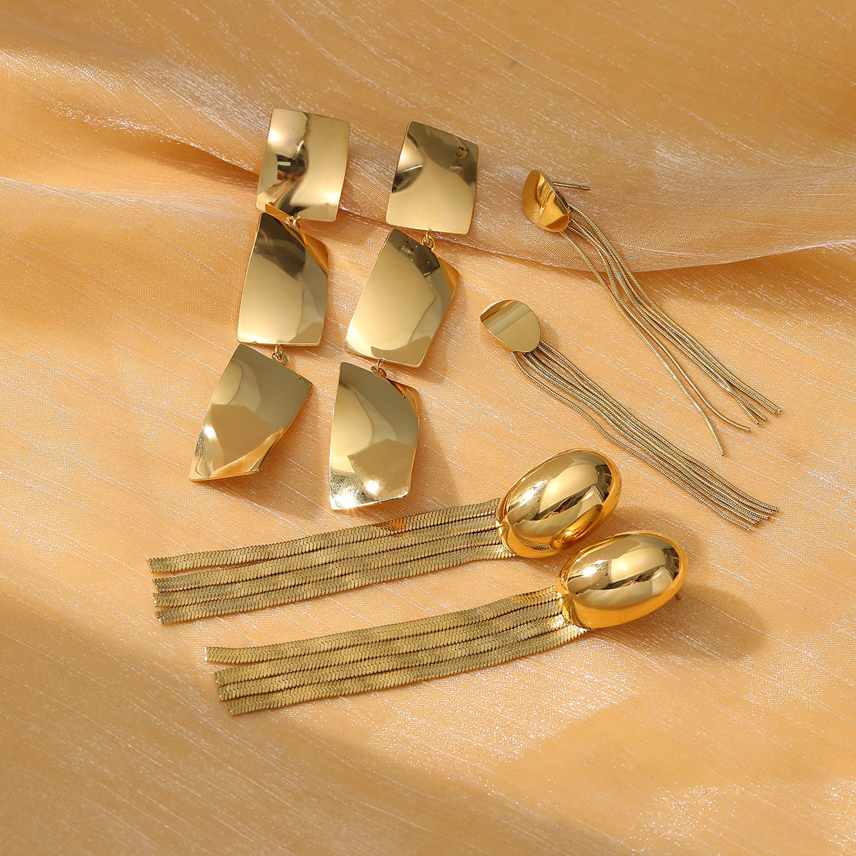 Exaggerated Irregular Asymmetric Earrings Tassel Earrings