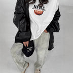 Women's Retro Simplicity Printed T Shirt Women Summer Loose Round Neck Cotton Short Sleeve Top