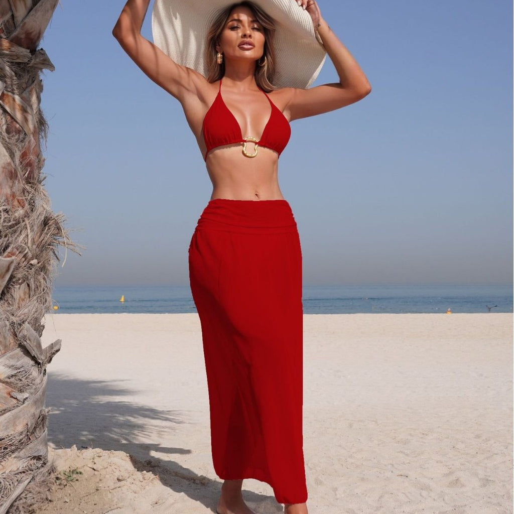 Solid Color Bikini Swimwear