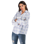 Women's Spring Autumn Women Clothing Casual Cardigan Plaid Shirt Women Mid Length