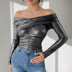 Off Shoulder Ribbed Party Jumpsuit