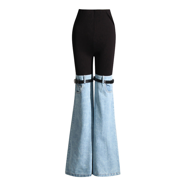 Bootleg Loose Spring High Waist Stitching Niche Pants