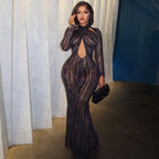 Women's Halter Long Sleeve Dress
