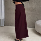Design Solid Color Adult Like Slit Pencil Skirt