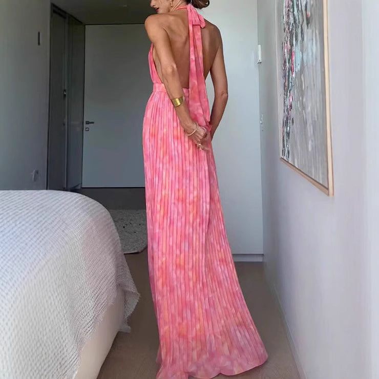 Women's Summer Holiday Women Clothing Sexy Deep V Plunge Lace Up Backless Dress