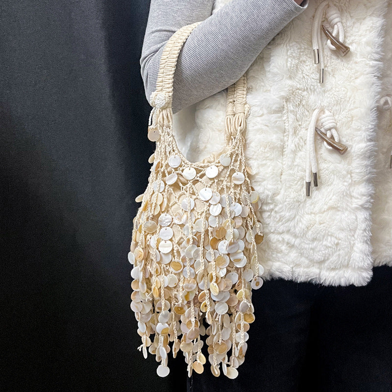 Bohemian Beaded Mesh Bag