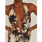 Neck Halter One-piece Swimwear