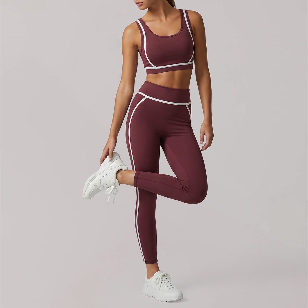 Wine Red Ankle-Length Pants Bra