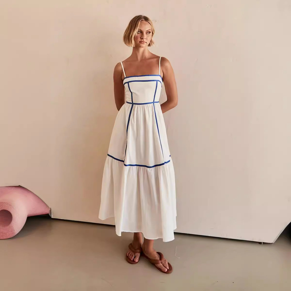Women's Line Dress Mid Length Small Sling Dress