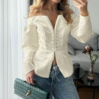 Women's Off-Shoulder Lace-Up Long Sleeve Top