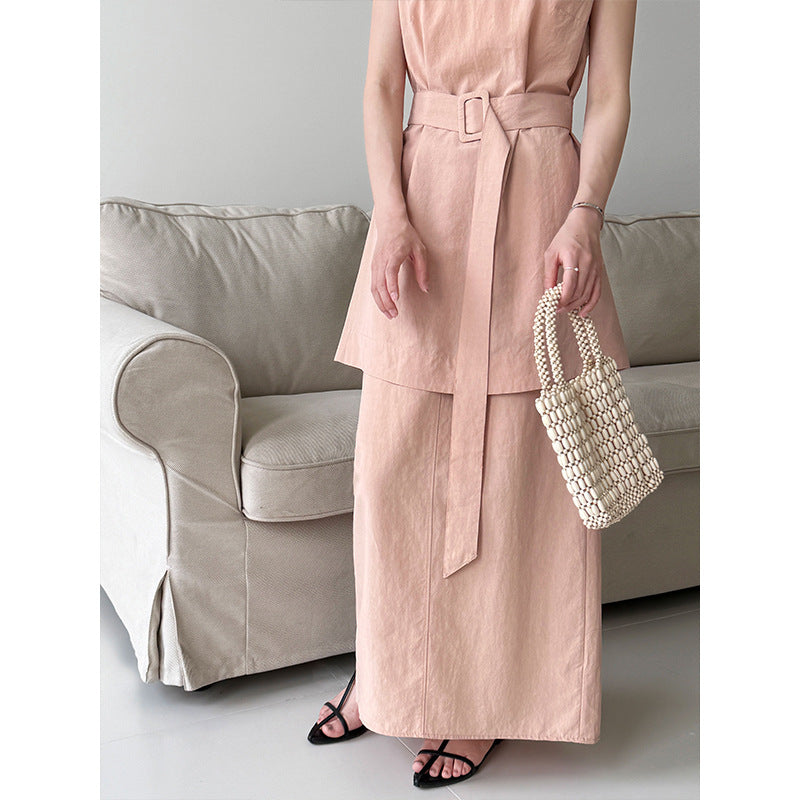 Women's High-Waisted Sleeveless Top and Skirt Two-Piece Set