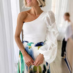 Women's Asymmetric Mesh One-Shoulder Top