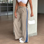 Women's Contrast-Color Wide-Leg Trousers