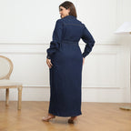 Plus Size Collared Denim Maxi Dress