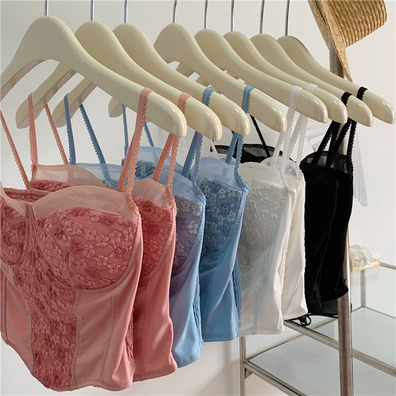 's Lace Boning Corset Camisole Short Top Underwear Padded Tube Top