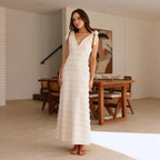 Summer French Retro Gentle Elegant V neck Texture Dress