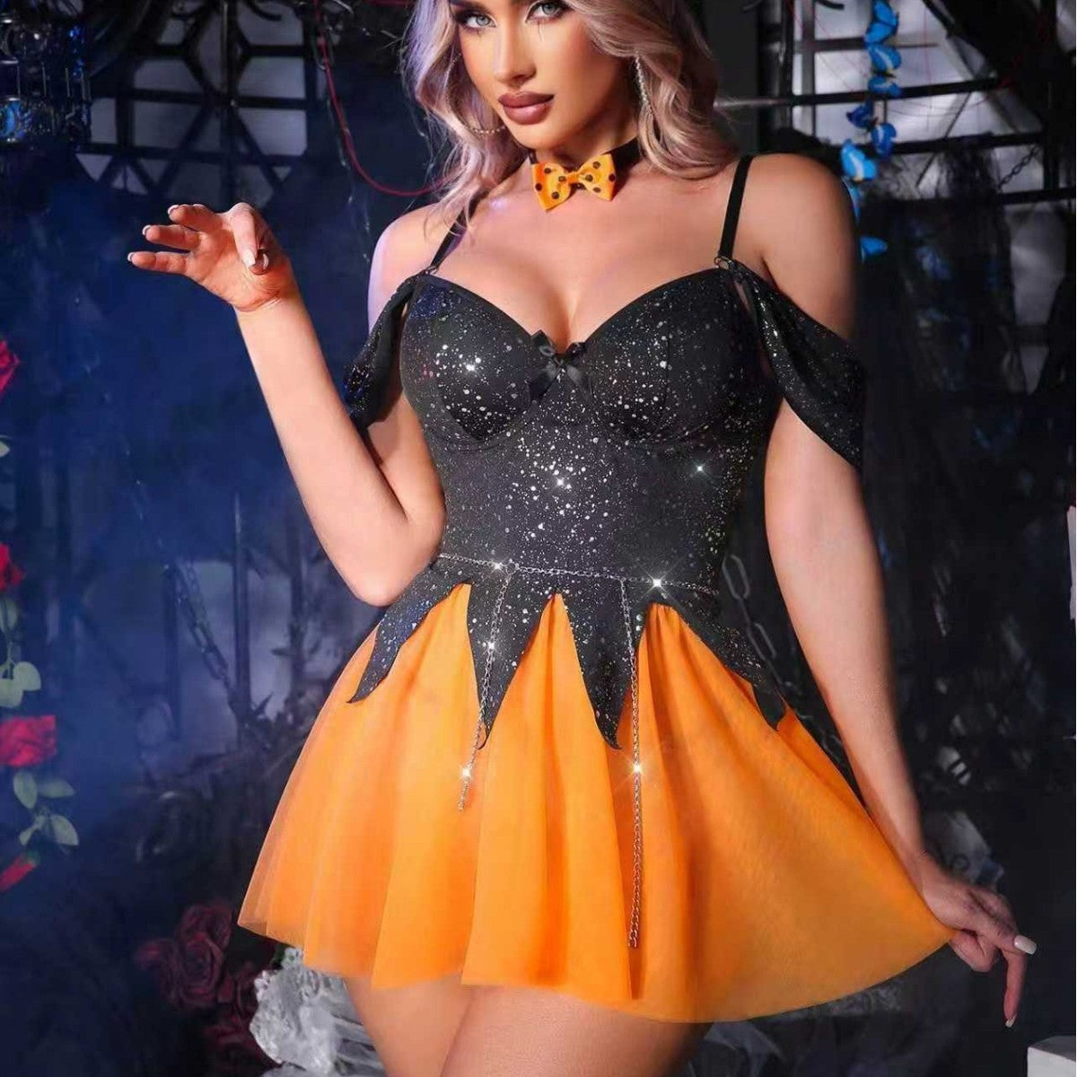 Halloween Costume Kindergarten Witch Performance Party Yellow Skirt Cloak Clothes Sexy Lingerie