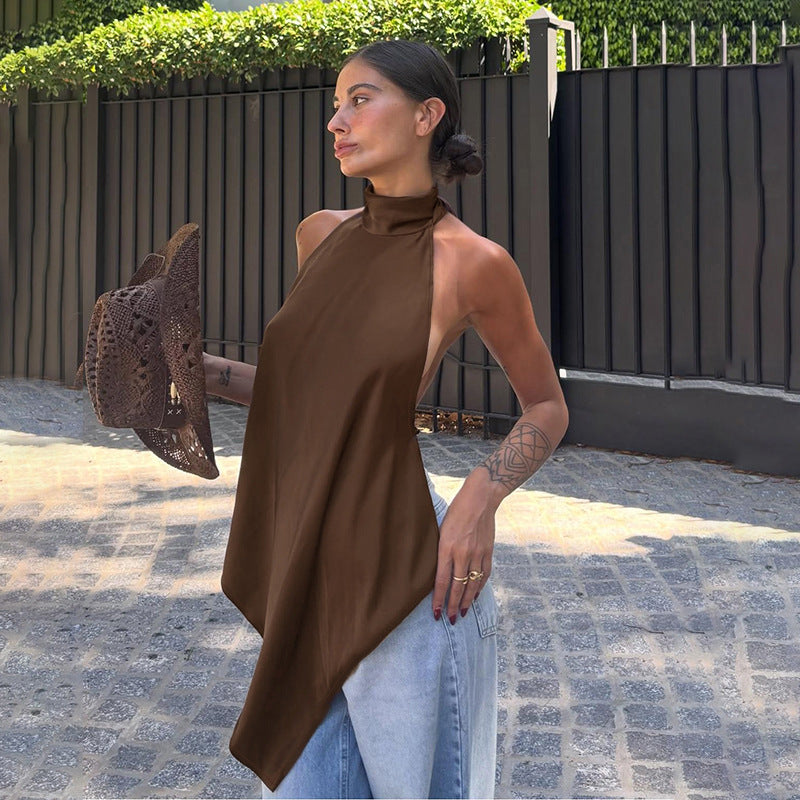 Women's Vacation Sexy Slim Fit Halter Long Shirt Women Summer Backless