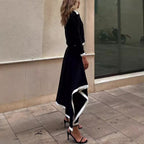 Women's Asymmetric Long-Sleeve Two-Piece Skirt Set