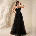 Women's Black Sequin Sweetheart Evening Dress
