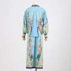 Women's Floral Shirt and Wide-Leg Pants Set