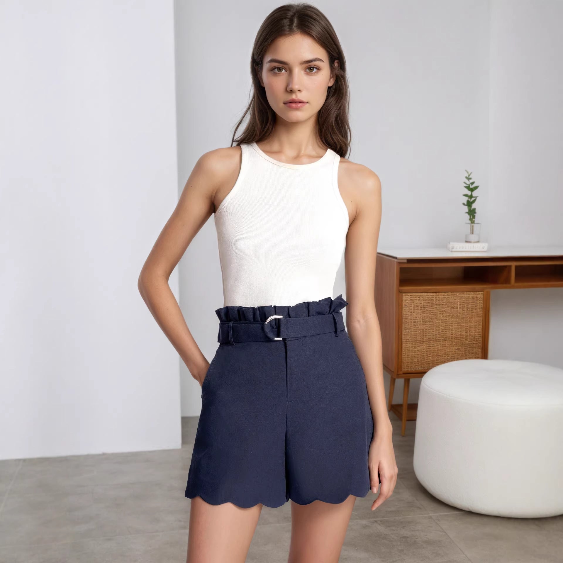 Women Clothing Office HW Shorts Women Outer Wear HW Wavy