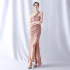 Women's Handmade Beaded Velvet Bottom Sequin Dinner Wedding Evening Dress
