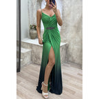 Women's Rhinestone Split Maxi Dress