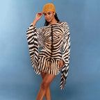 Women's Striped Flare-Sleeve Mini Dress