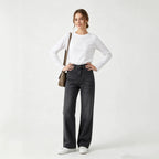 HW Loose Straight Casual All Match Washed Women Jeans