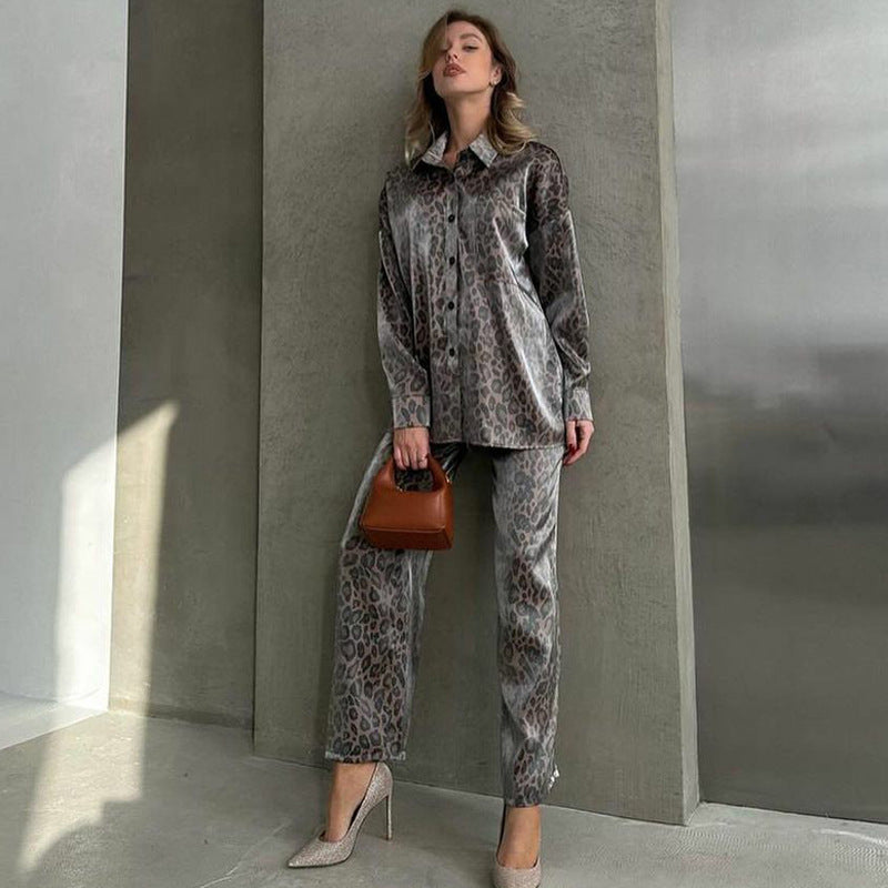 Women's Casual Suit Women's Leopard Print Spring Women's Long Sleeved