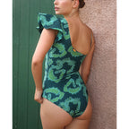 Asymmetric Ruffled One-piece Swimwear