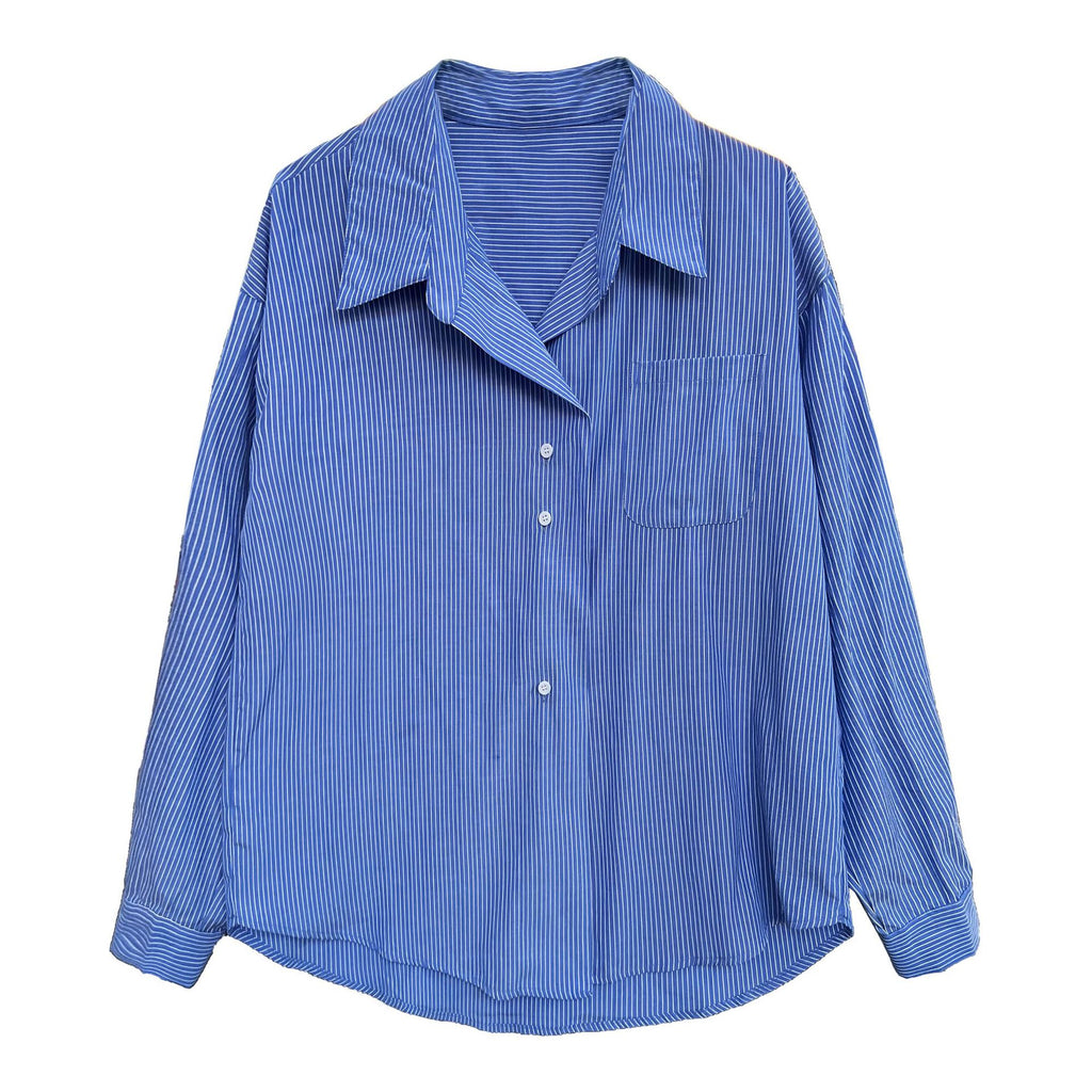 Striped Drop Shoulder Lace-Up Shacket