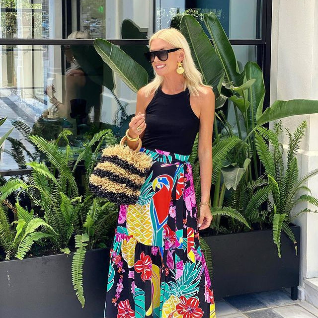 Internet Celebrity Same Print Lace Up Vacation Casual Skirt