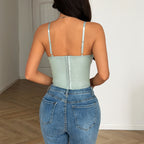 Women's Embroidered Bra Sexy Mesh See Through Corset Boning Corset Chest Cotton Vest