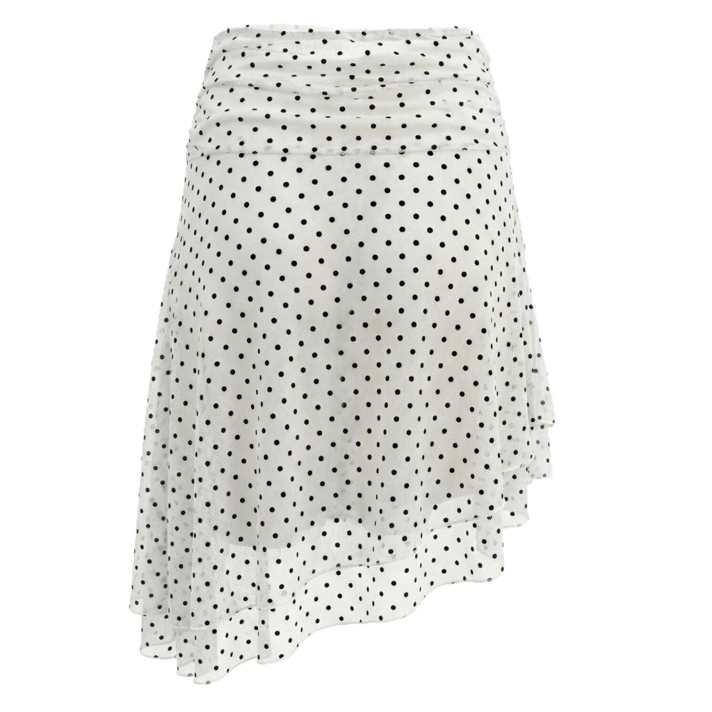 Women's Polka Dot Asymmetric Layered Mesh Skirt