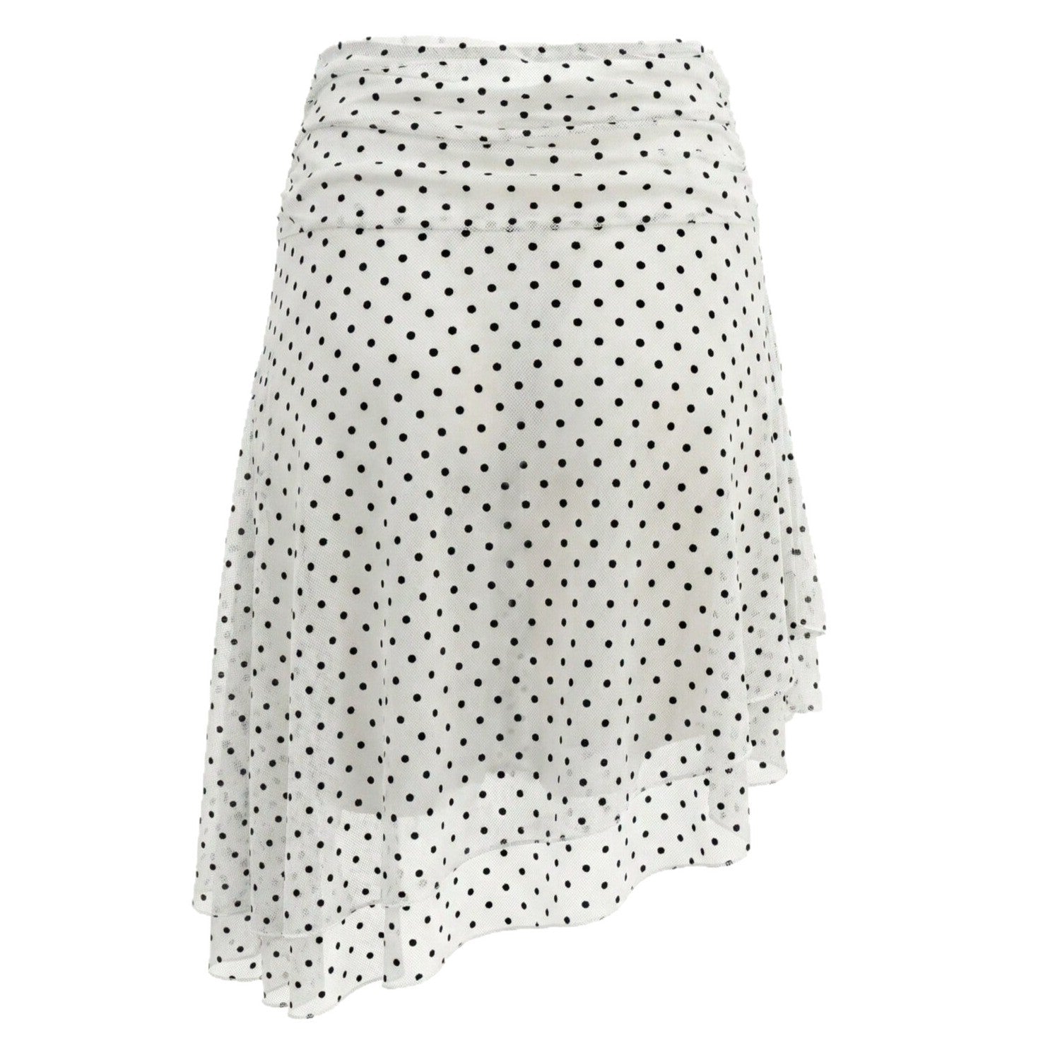 Women's Polka Dot Asymmetric Layered Mesh Skirt