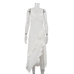 Women's Ivory Backless Lace Asymmetric Cami Dress