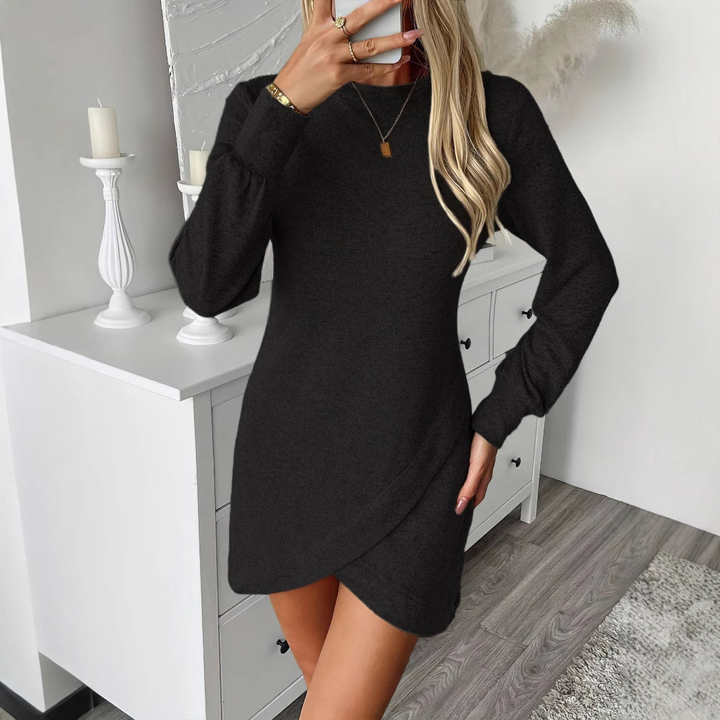 Women's Asymmetric Long-Sleeve A-Line Mini Dress