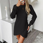 Women's Asymmetric Long-Sleeve A-Line Mini Dress