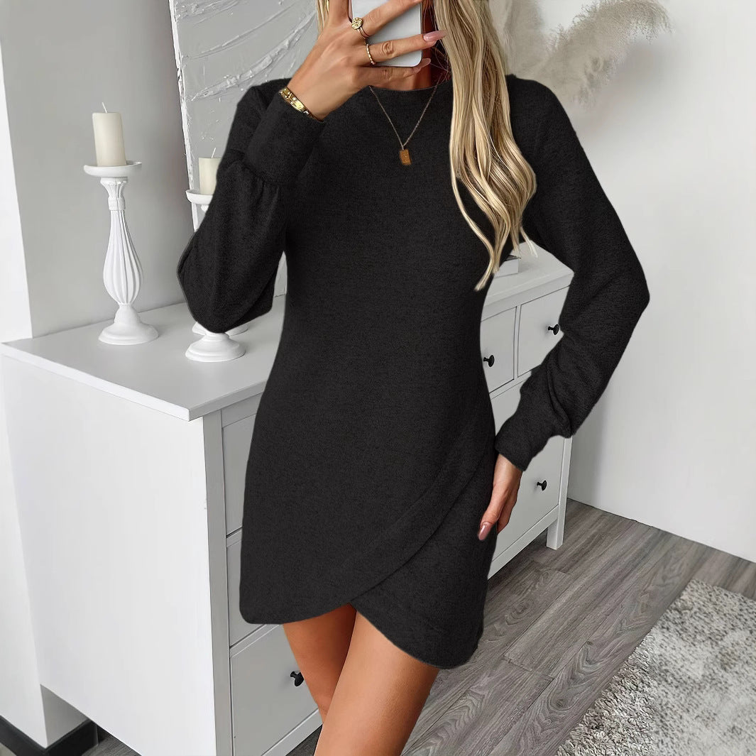 Women's Asymmetric Long-Sleeve A-Line Mini Dress