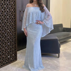 Women's Off-Shoulder Sequin Ballgown Maxi Dress