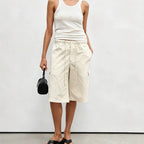 Summer Cool All Match Solid Color Casual Loose Fitting Women Cropped Pants